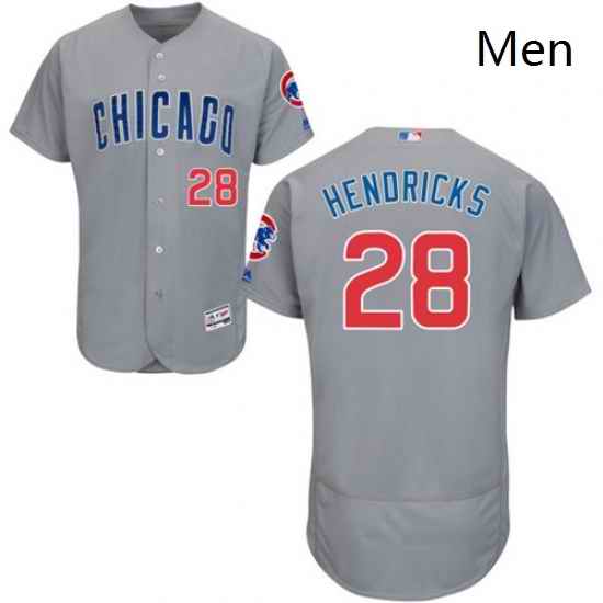 Mens Majestic Chicago Cubs 28 Kyle Hendricks Grey Road Flexbase Authentic Collection MLB Jersey
